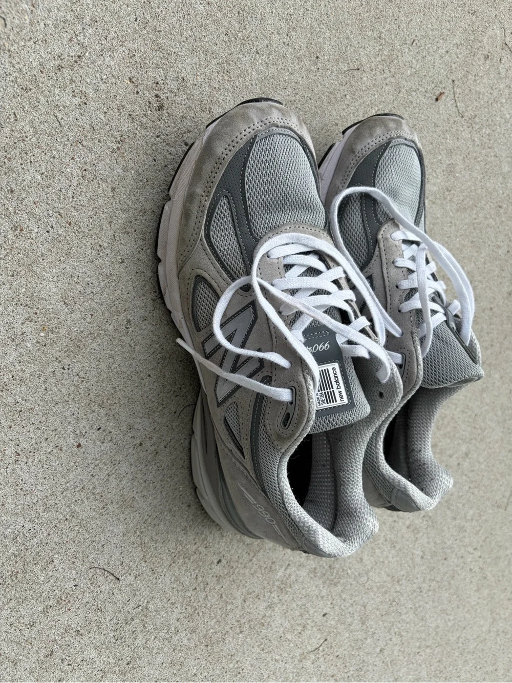 New Balance Gray and White Men's Athletic Shoes - 990v4 Style